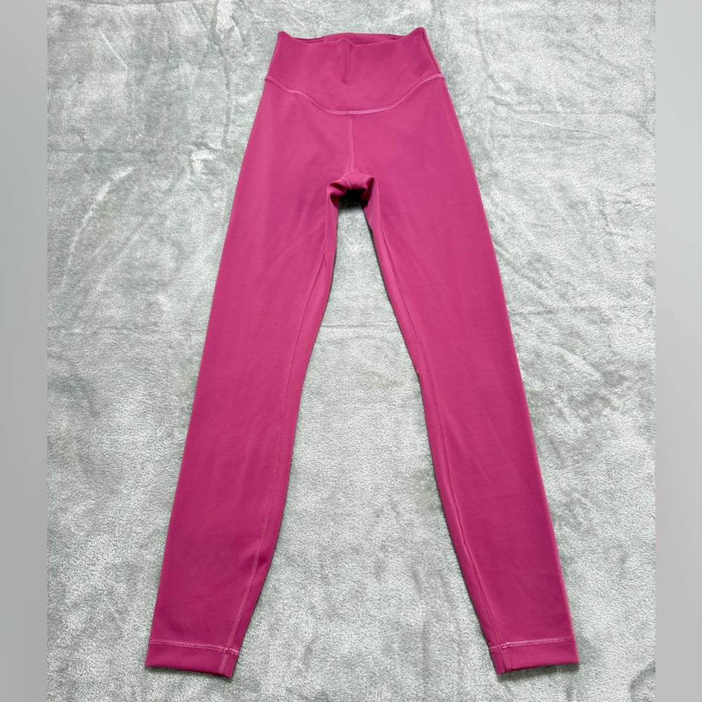 Lululemon Under Smooth Cover High Rise Leggings Womens 0 Pink 25 Inseam